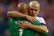 SEATTLE, WA - JUNE 11: Goalkeeper Tim Howard #1 of USA gets a hug from Michael Bradley #4 after defeating Panama 2-0 during the FIFA 2014 World Cup Qualifier at CenturyLink Field on June 11, 2013 in Seattle, Washington. (Photo by Otto Greule Jr/Getty Images)
