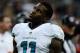 HOUSTON, TX - AUGUST 17: Mike Wallace #11 of the Miami Dolphins reacts to a play against the Houston Texans during a preseaon game at Reliant Stadium on August 17, 2013 in Houston, Texas. (Photo by Scott Halleran/Getty Images)