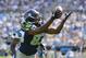 Sep 8, 2013; Charlotte, NC, USA; Seattle Seahawks wide receiver Stephen Williams (83) tries to make a catch as Carolina Panthers cornerback Josh Thomas (22) defends in the fourth quarter. The Seahawks defeated the Panthers 12-7 at Bank of America Stadium. Mandatory Credit: Bob Donnan-USA TODAY Sports