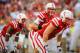 LINCOLN, NE - SEPTEMBER 7: Quarterback Taylor Martinez #3 of the Nebraska Cornhuskers eyes the Southern Miss Golden Eagles defense during their game at Memorial Stadium on September 7, 2013 in Lincoln, Nebraska. (Photo by Eric Francis/Getty Images)