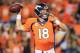 DENVER, CO - SEPTEMBER 5: Peyton Manning #18 of the Denver Broncos throws a pass against the Baltimore Ravens in the third quarter during the game at Sports Authority Field at Mile High on September 5, 2013 in Denver Colorado. (Photo by Doug Pensinger/Getty Images)