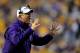 BATON ROUGE, LA - SEPTEMBER 07: Les Miles, head coach of the LSU Tigers, reacts to a play during a game against the UAB Blazers at Tiger Stadium on September 7, 2013 in Baton Rouge, Louisiana. (Photo by Stacy Revere/Getty Images)
