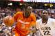 Jan 26, 2013; Philadelphia, PA, USA; Syracuse Orange forward Jerami Grant (3) is defended by Villanova Wildcats forward JayVaughn Pinkston (22) during the second half at the Wells Fargo Center. Villanova defeated Syracuse 75-71 during overtime. Mandatory Credit: Howard Smith-USA TODAY Sports
