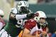 EAST RUTHERFORD, NJ - DECEMBER 02: Ryan Lindley #14 of the Arizona Cardinals is sacked by Muhammad Wilkerson #96 of the New York Jets on December 2, 2012 at MetLife Stadium in East Rutherford, New Jersey. The New York Jets defeated the Arizona Cardinals 7-6. (Photo by Elsa/Getty Images)
