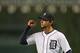 DETROIT, MI - AUGUST 21: Anibal Sanchez #19 of the Detroit Tigers pumps his first after leaving the game in the seventh inning of the game against the Minnesota Twins at Comerica Park on August 21, 2013 in Detroit, Michigan. (Photo by Leon Halip/Getty Images)