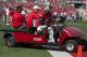Sep 7, 2013; Columbus, OH, USA; Ohio State Buckeyes quarterback Braxton Miller (5) is taken to the locker room after being injured on a play against the San Diego State Aztecs at Ohio Stadium. Mandatory Credit: Greg Bartram-USA TODAY Sports