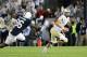 Sep 14, 2013; University Park, PA, USA; Central Florida Knights quarterback Blake Bortles (5) runs the ball during the fourth quarter against the Penn State Nittany Lions at Beaver Stadium. Central Florida defeated Penn State 34-31. Mandatory Credit: Matthew O'Haren-USA TODAY Sports