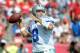Sep 15, 2013; Kansas City, MO, USA; Dallas Cowboys quarterback Tony Romo (9) throws a pass during the second half of the game against the Kansas City Chiefs at Arrowhead Stadium. The Chiefs won 17-16. Mandatory Credit: Denny Medley-USA TODAY Sports