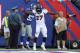 Sep 15, 2013; East Rutherford, NJ, USA; Denver Broncos running back Knowshon Moreno (27) celebrates his touchdown against the New York Giants during the second quarter of a game at MetLife Stadium. Mandatory Credit: Brad Penner-USA TODAY Sports