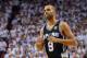 Jun 20, 2013; Miami, FL, USA; San Antonio Spurs point guard Tony Parker (9) reacts during the fourth quarter of game seven in the 2013 NBA Finals against the Miami Heat at American Airlines Arena. Mandatory Credit: Steve Mitchell-USA TODAY Sports