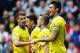 SUNDERLAND, ENGLAND - SEPTEMBER 14: Olivier Giroud (R) of Arsenal celebrates scoring the opening goal with team mates during the Barclays Premier League match between Sunderland and Arsenal at the Stadium of Light on September 14, 2013 in Sunderland, England. (Photo by Laurence Griffiths/Getty Images)