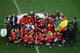JOHANNESBURG, SOUTH AFRICA - JULY 11: The Spain team celebrate winning the World Cup during the 2010 FIFA World Cup South Africa Final match between Netherlands and Spain at Soccer City Stadium on July 11, 2010 in Johannesburg, South Africa. (Photo by Michael Steele/Getty Images)
