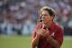 COLLEGE STATION, TX - SEPTEMBER 14: Head Coach Nick Saban of the Alabama Crimson Tide celebrates after a third quarter touchdown during the game against the Texas A&M Aggies at Kyle Field on September 14, 2013 in College Station, Texas. (Photo by Scott Halleran/Getty Images)