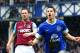 LIVERPOOL, ENGLAND - MAY 12: Kevin Mirallas (R) of Everton celebrates his goal during the Barclays Premier League match between Everton and West Ham United at Goodison Park on May 12, 2013 in Liverpool, England. (Photo by Paul Thomas/Getty Images)