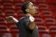 May 8, 2013; Miami, FL, USA; Chicago Bulls point guard Derrick Rose stretches before game two of the second round of the 2013 NBA Playoffs against the Miami Heat at American Airlines Arena. Mandatory Credit: Robert Mayer-USA TODAY Sports