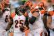 CINCINNATI, OH - AUGUST 17: Giovani Bernard #25 of the Cincinnati Bengals celebrates his first quarter touchdown against the Tennessee Titans with teammate Kyle Cook #64 at Paul Brown Stadium on August 17, 2013 in Cincinnati, Ohio. (Photo by Jamie Sabau/Getty Images)