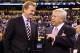 INDIANAPOLIS, IN - FEBRUARY 05: NFL commissioner Roger Goodell (L) chats with New England Patriots owner Robert Kraft on the field before the New England Patriots take on the New York Giants in Super Bowl XLVI at Lucas Oil Stadium on February 5, 2012 in Indianapolis, Indiana. (Photo by Ezra Shaw/Getty Images)