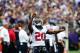 Sep 22, 2013; Baltimore, MD, USA; Houston Texans safety Ed Reed (20) points to the sky prior to the game against the Baltimore Ravens at M&T Bank Stadium. Mandatory Credit: Evan Habeeb-USA TODAY Sports