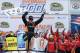 LOUDON, NH - SEPTEMBER 22: Matt Kenseth, driver of the #20 Home Depot / Husky Toyota, celebrates in Victory Lane after wining the NASCAR Sprint Cup Series Sylvania 300 at New Hampshire Motor Speedway on September 22, 2013 in Loudon, New Hampshire. (Photo by Patrick Smith/Getty Images)