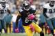 PITTSBURGH, PA - OCTOBER 07: Antonio Brown #84 of the Pittsburgh Steelers runs after making a catch against the Philadelphia Eagles during the game on October 7, 2012 at Heinz Field in Pittsburgh, Pennsylvania. (Photo by Justin K. Aller/Getty Images)