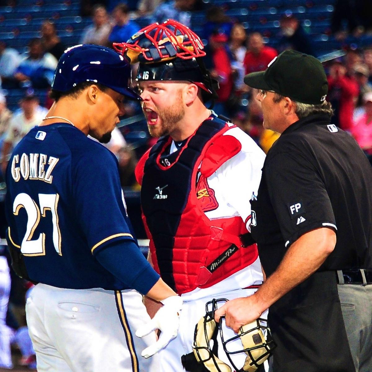 Carlos Gomez and Freddie Freeman Ejected as Benches Clear in Brewers-Braves, News, Scores, Highlights, Stats, and Rumors
