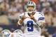 Sep 8, 2013; Arlington, TX, USA; Dallas Cowboys quarterback Tony Romo (9) signals at the line of scrimmage against the New York Giants at AT&T Stadium. Mandatory Credit: Matthew Emmons-USA TODAY Sports