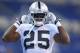 INDIANAPOLIS, IN - SEPTEMBER 08: D J Hayden #25 of the Oakland Raiders warms up before the NFL game against the Indianapolis Colts at Lucas Oil Stadium on September 8, 2013 in Indianapolis, Indiana. (Photo by Andy Lyons/Getty Images)