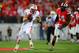 Sep 28, 2013; Columbus, OH, USA; Wisconsin Badgers wide receiver Jared Abbrederis (4) runs against linebacker Curtis Grant (14) during the first quarter at Ohio Stadium. Mandatory Credit: Andrew Weber-USA TODAY Sports