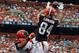 CLEVELAND, OH - SEPTEMBER 29: Tight end Jordan Cameron #84 of the Cleveland Browns makes a touchdown catch over safety Taylor Mays #26 of the Cincinnati Bengals at FirstEnergy Stadium on September 29, 2013 in Cleveland, Ohio. (Photo by Matt Sullivan/Getty Images)