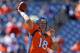 DENVER, CO - SEPTEMBER 29: Peyton Manning #18 of the Denver Broncos warms up prior to a game between the Philadelphia Eagles and Denver Broncos at Sports Authority Field at Mile High on September 29, 2013 in Denver, Colorado. (Photo by Justin Edmonds/Getty Images)