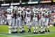 Sep 29, 2013; Nashville, TN, USA; The New York Jets offensive squad huddles in a game against the Tennessee Titans during the second half at LP Field. The Titans beat the Jets 38-13. Mandatory Credit: Don McPeak-USA TODAY Sports