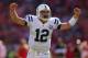 SAN FRANCISCO, CA - SEPTEMBER 22: Andrew Luck #12 of the Indianapolis Colts celebrates after scoring in the fourth quarter against the San Francisco 49ers at Candlestick Park on September 22, 2013 in San Francisco, California. (Photo by Jed Jacobsohn/Getty Images)
