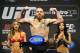 Apr 26, 2013; Newark, NJ, USA; Jim Miller weighs in for his lightweight bout against Pat Healy (not pictured) at the Prudential Center. Mandatory Credit: Joe Camporeale-USA TODAY Sports