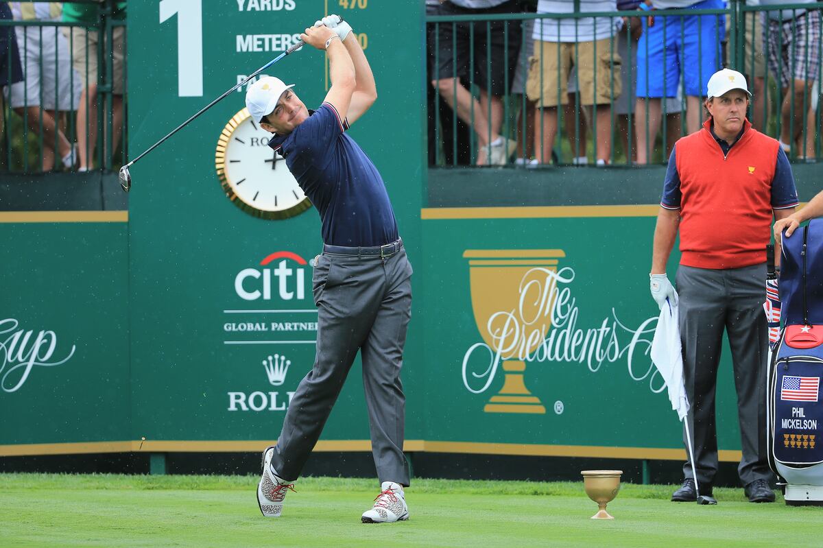 PGA Golfer Keegan Bradley Drills a Spectator at the Presidents Cup