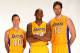 EL SEGUNDO, CA - SEPTEMBER 28: Steve Nash #10, Kobe Bryant #24 and Pau Gasol #16 of the Los Angeles Lakers pose for a picture during media day at Toyota Sports Center on September 28, 2013 in El Segundo, California. NOTE TO USER: User expressly acknowledges and agrees that, by downloading and/or using this Photograph, user is consenting to the terms and conditions of the Getty Images License Agreement. Mandatory Copyright Notice: Copyright 2013 NBAE (Photo by Andrew D. Bernstein/NBAE via Getty Images)