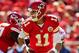 KANSAS CITY, MO - SEPTEMBER 29: Quarterback Alex Smith #11 of the Kansas City Chiefs scrambles during the game against the New York Giants at Arrowhead Stadium on September 29, 2013 in Kansas City, Missouri. (Photo by Jamie Squire/Getty Images)