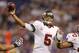 Oct 25, 2012; Minneapolis, MN, USA; Tampa Bay Buccaneers quarterback Josh Freeman (5) passes against the Minnesota Vikings in the fourth quarter at the Metrodome. The Buccaneers win 36-17. Mandatory Credit: Bruce Kluckhohn-USA TODAY Sports