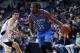 Kevin Durant and the Thunder take on the 76ers in Manchester.