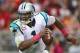 GLENDALE, AZ - OCTOBER 06: Quarterback Cam Newton #1 of the Carolina Panthers scrambles with the football during the NFL game against the Arizona Cardinals at the University of Phoenix Stadium on October 6, 2013 in Glendale, Arizona. The Cardinals defeated the Panthers 22-6. (Photo by Christian Petersen/Getty Images)