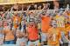 Oct 5, 2013; Knoxville, TN, USA; Tennessee Volunteers fans celebrate wide receiver Marquez North (8) (not Pictured) catching a pass against Georgia Bulldogs linebacker Amarlo Herrera (52) (not Pictured) for a touchdown during the second half at Neyland Stadium. Mandatory Credit: Jim Brown-USA TODAY Sports