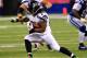 Oct 6, 2013; Indianapolis, IN, USA; Seattle Seahawks running back Marshawn Lynch (24) runs the ball against the Indianapolis Colts at Lucas Oil Stadium. Mandatory Credit: Pat Lovell-USA TODAY Sports