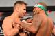 Oct 8, 2013; Barueri, Sao Paulo, Brazil; Fabio Maldonado (left) and Joey Beltran during the weigh-in for UFC Fight Night 29 at Jose Correa Arena. Mandatory Credit: Jason Silva-USA TODAY Sports