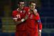 CARDIFF, WALES - SEPTEMBER 02: Aaron Ramsey (R) of Wales celebrates with team mate Gareth Bale (L) after scoring his sides second goal during the UEFA EURO 2012 group G qualifying match between Wales and Montenegro at the Cardiff City Stadium on September 2, 2011 in Cardiff, Wales. (Photo by Paul Gilham/Getty Images)