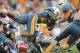 Oct 5, 2013; Knoxville, TN, USA; Tennessee Volunteers running back Rajion Neal (20) dives for yardage against the Georgia Bulldogs during the second half at Neyland Stadium. Georgia won in overtime 34 to 31. Mandatory Credit: Randy Sartin-USA TODAY Sports