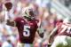 TALLAHASSEE, FL - OCTOBER 5: Jameis Winston #5 of the Florida State Seminoles winds up for a pass against the Maryland Terrapins during the first half on October 5, 2013 at Doak Campbell Stadium in Tallahassee, Florida. The Seminoles went to beat the Terrapins 63-0. (Photo by Jeff Gammons/Getty Images)