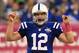 Oct 6, 2013; Indianapolis, IN, USA; Indianapolis Colts quarterback Andrew Luck (12) during the second half of the game against the Seattle Seahawks at Lucas Oil Stadium. The Colts won 34-28. Mandatory Credit: Pat Lovell-USA TODAY Sports
