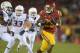 Oct 10, 2013; Los Angeles, CA, USA; Southern California Trojans tailback Tre Madden (23) is pursued by Arizona Wildcats cornerback Jonathan McKnight (6) on a 62-yard touchdown reception in the first quarter at Los Angeles Memorial Coliseum. Mandatory Credit: Kirby Lee-USA TODAY Sports