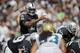 OAKLAND, CA - SEPTEMBER 15: Quarterback Terrelle Pryor #2 of the Oakland Raiders points out the defense against the Jacksonville Jaguars in the first half on September 15, 2013 at O.co Coliseum in Oakland, California. The Raiders won 19-9. (Photo by Brian Bahr/Getty Images)
