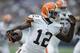 MINNEAPOLIS, MN - SEPTEMBER 22: Josh Gordon #12 of the Cleveland Browns carries the football during the first quarter of the game on September 22, 2013 at Mall of America Field at the Hubert H. Humphrey Metrodome in Minneapolis, Minnesota. (Photo by Hannah Foslien/Getty Images)