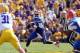 Oct 12, 2013; Baton Rouge, LA, USA; Florida Gators quarterback Tyler Murphy (3) looks to throw against the LSU Tigers during the first quarter of their game at Tiger Stadium. Mandatory Credit: Chuck Cook-USA TODAY Sports